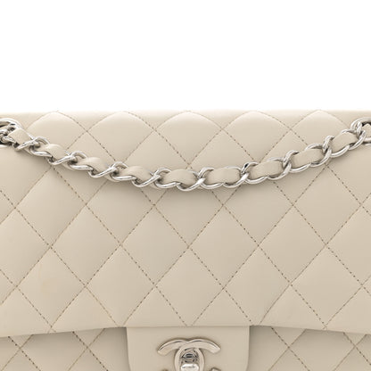 Chanel Lambskin Quilted Medium Double Flap Light Grey 8 of 13
