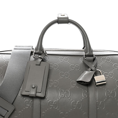 Gucci Calfskin GG Tennis Embossed Duffle Bag  Grey 7 of 10