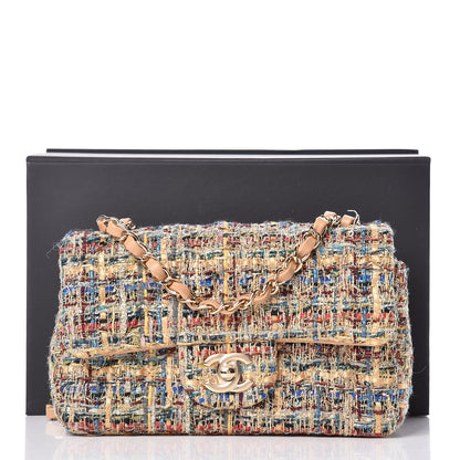 Chanel Tweed Quilted Mini Rectangular Flap Gold Blue 10 of 10
