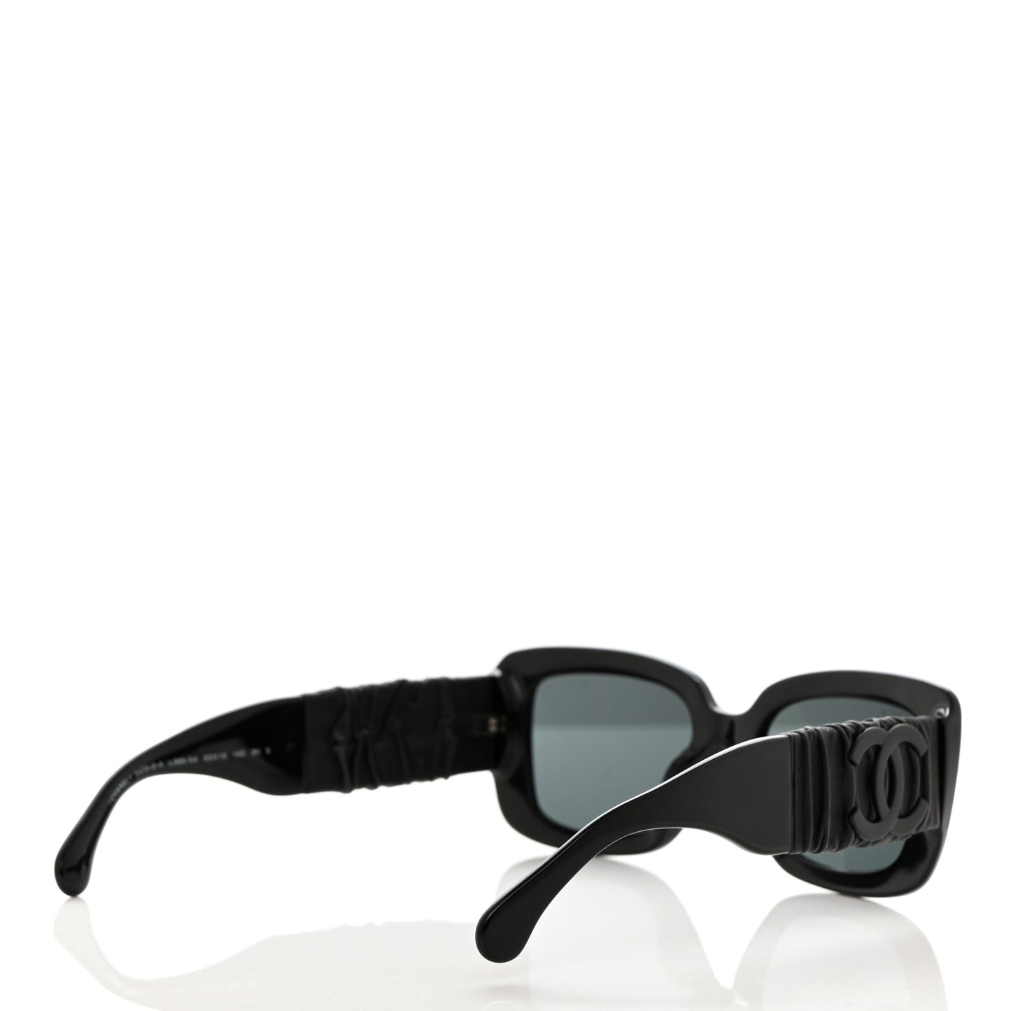 Acetate Calfskin Polarized Square Sunglasses 5473-Q-A Black