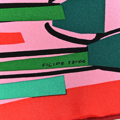 Hermes Silk Sea Surf and Fun Scarf 45 Rose Bleu Vert 5 of 5