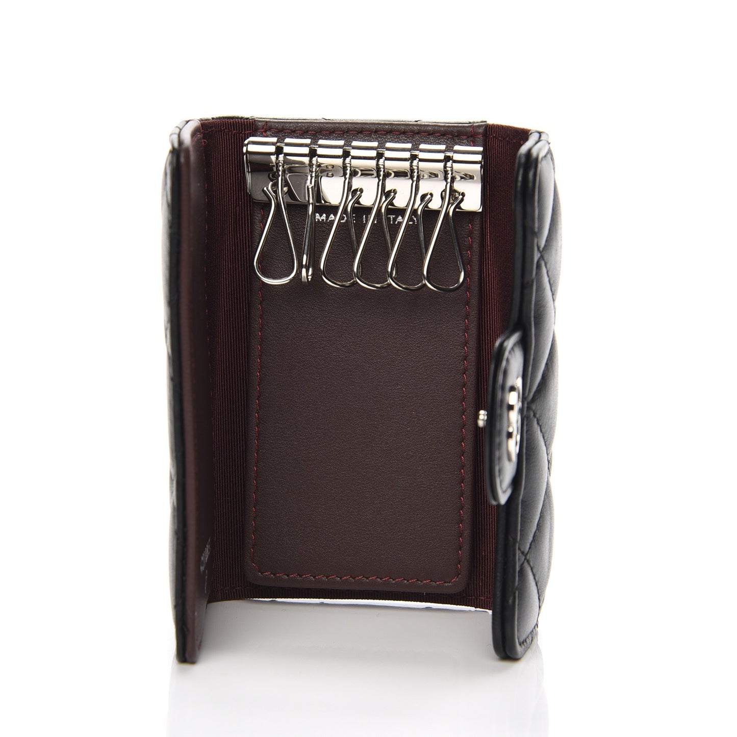 Lambskin Quilted 6 Key Holder Black