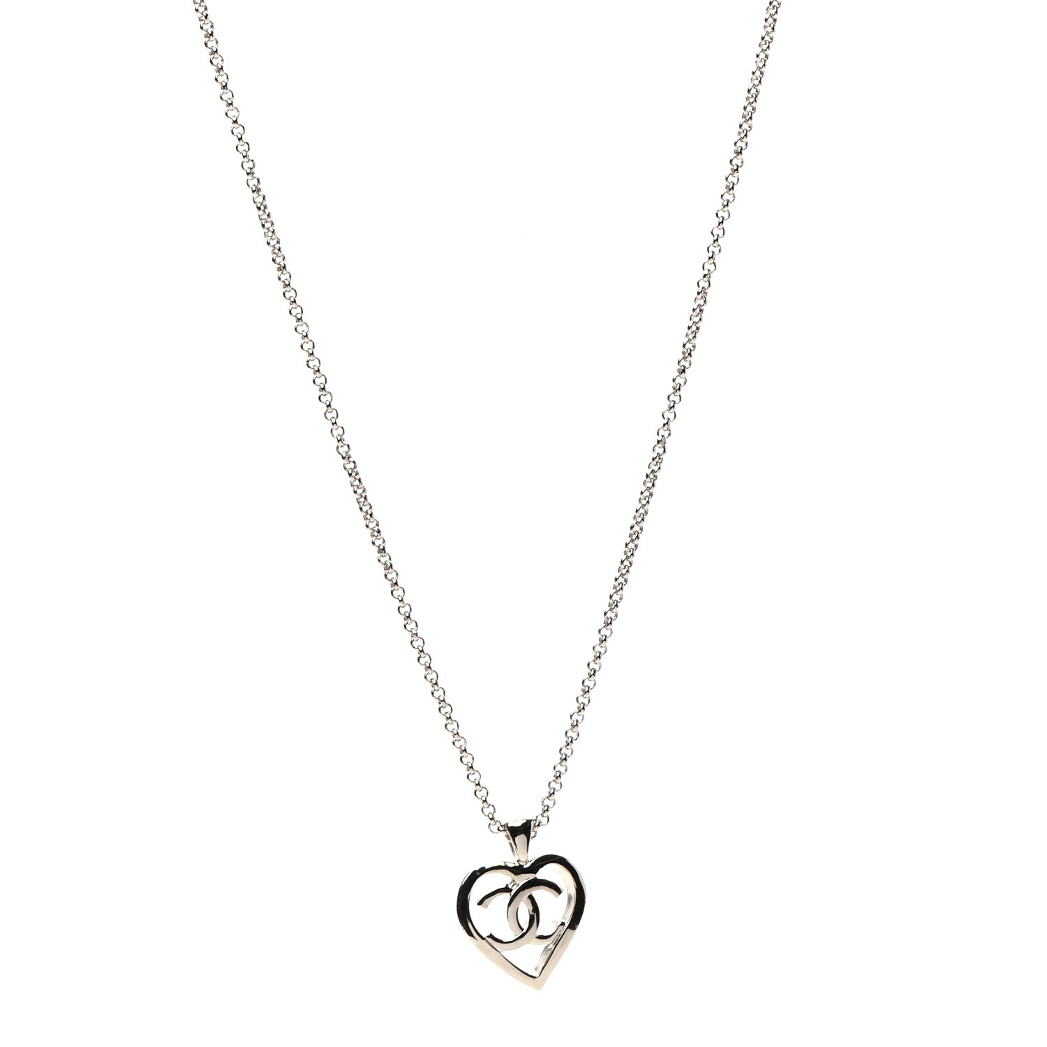 Chanel CC Heart Chain Pendant Necklace Gold 1 of 5