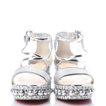 Christian Louboutin Lurex Chocazeppa 60 Platform Sandals 38 Silver 2 of 8