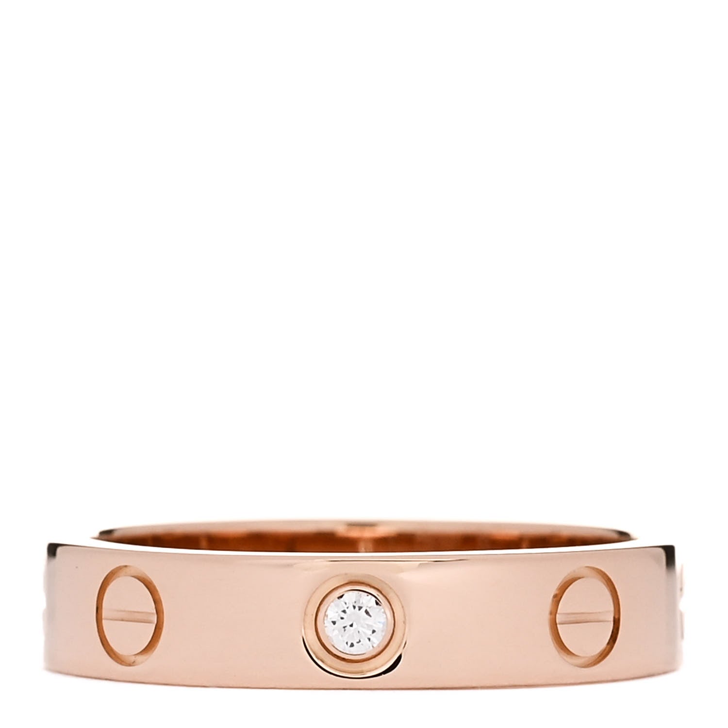 Cartier 18K Pink Gold Diamond 4mm LOVE Wedding Band Ring 50 5.25 1 of 4