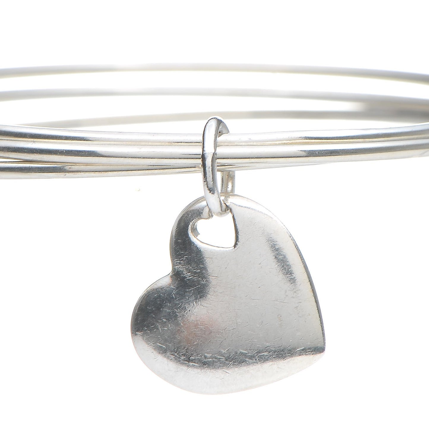 Sterling Silver Heart Triple Bangle Bracelet