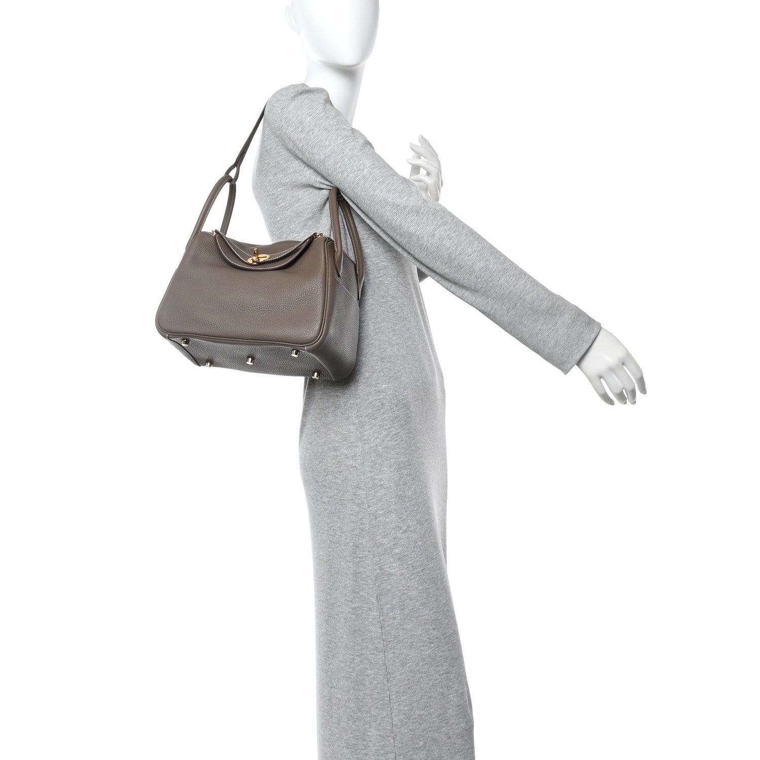 Hermes Taurillon Clemence Lindy 26 Etoupe 3 of 11