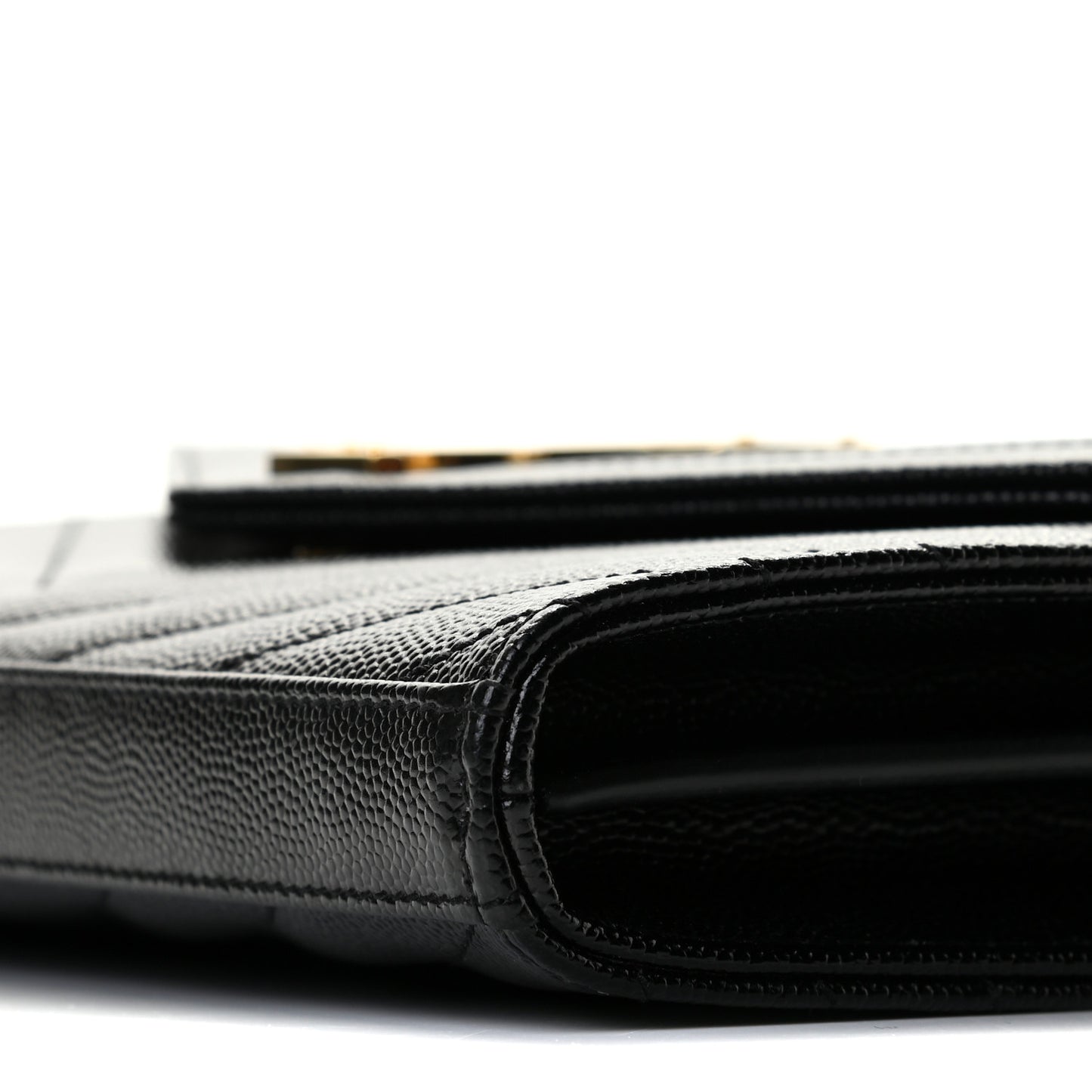 Grain De Poudre Matelasse Chevron Monogram Chain Wallet Black