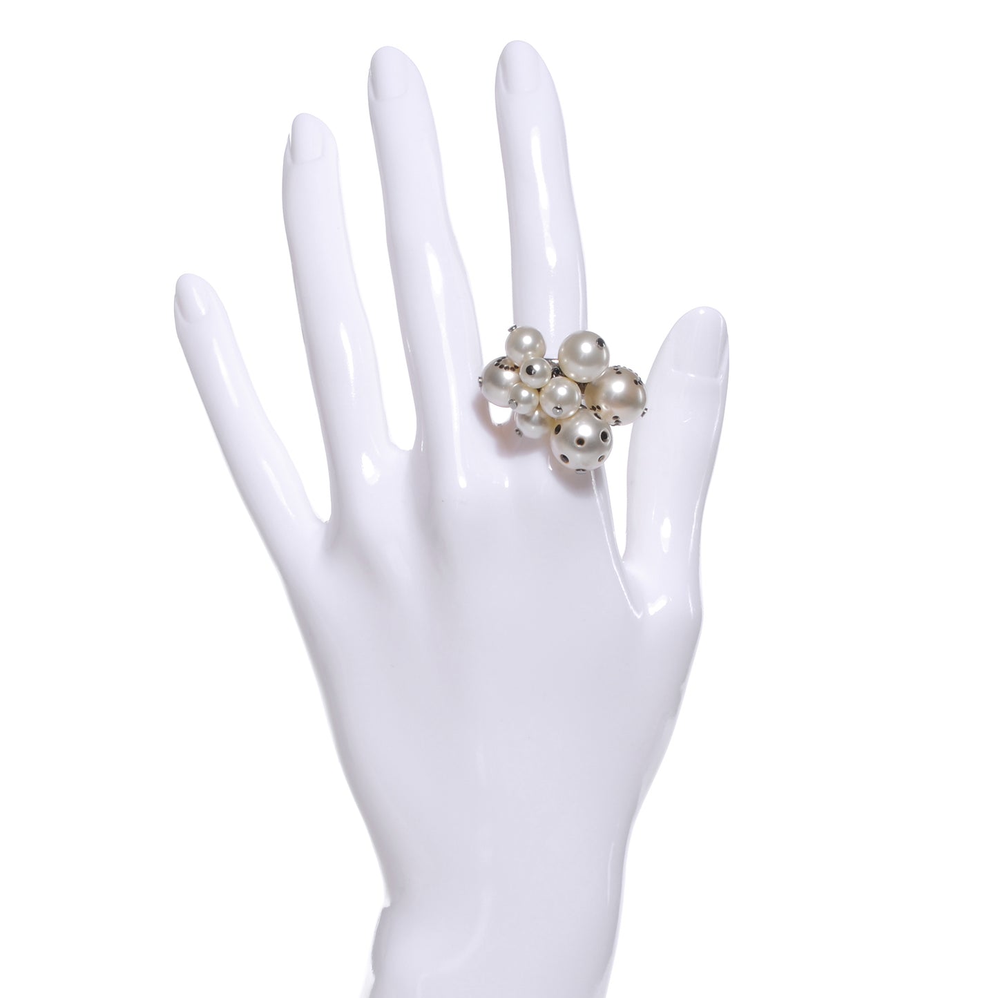 Crystal CC Pearl Cluster Ring 6.5