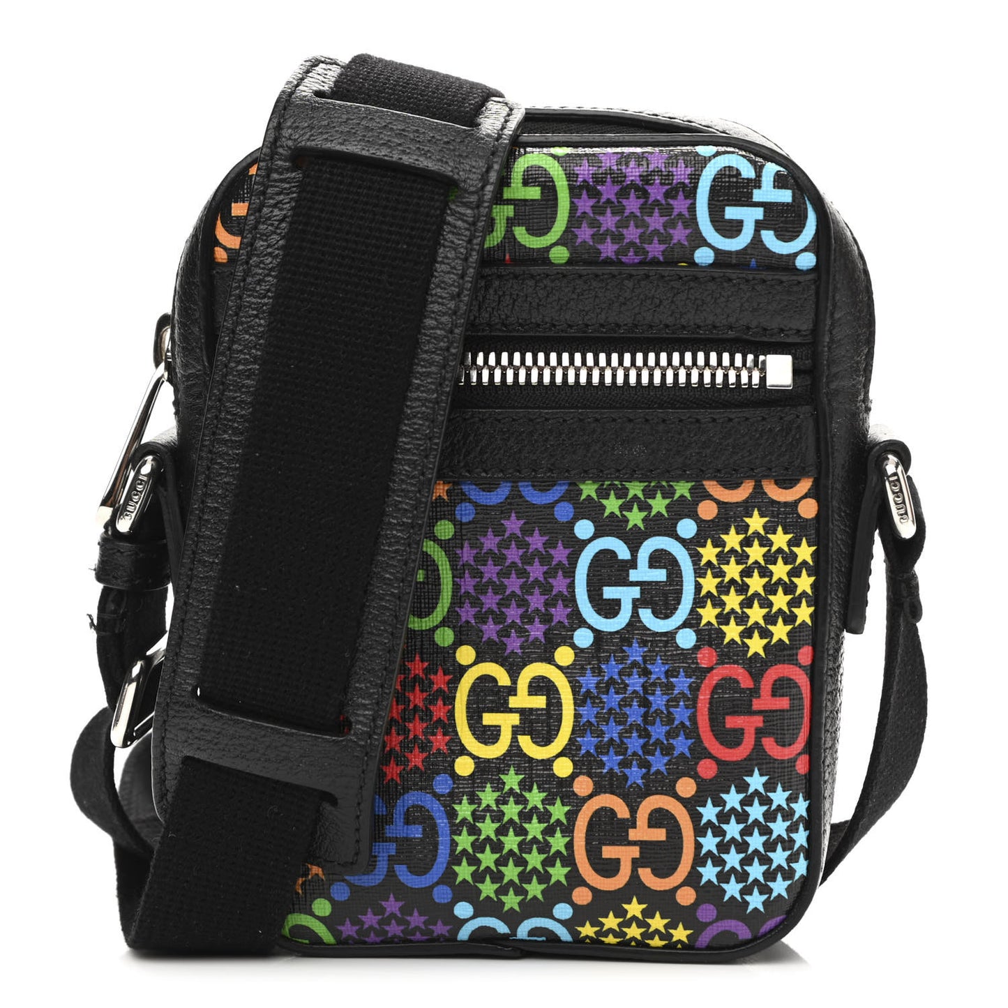 GG Supreme Monogram Psychedelic Messenger Bag Black
