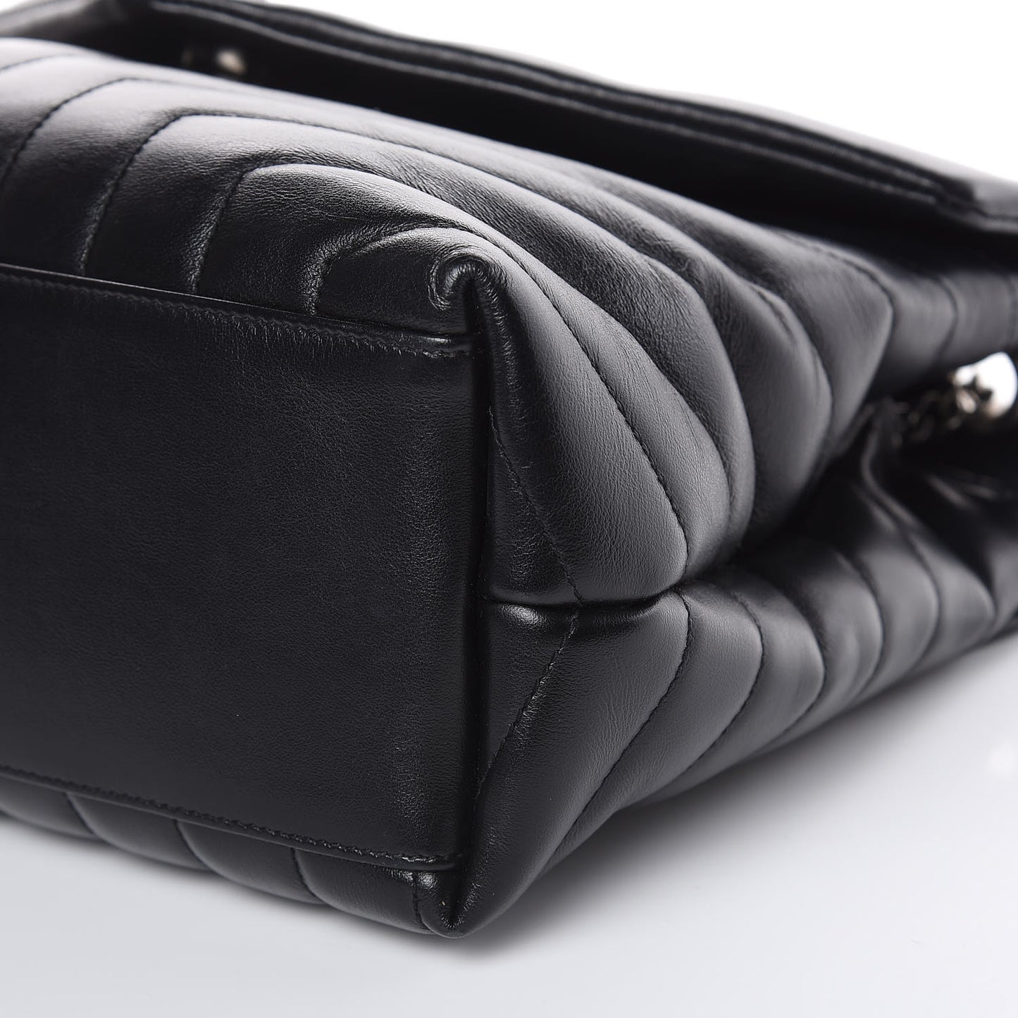 Calfskin Y Quilted Monogram Medium Loulou Chain Satchel Black
