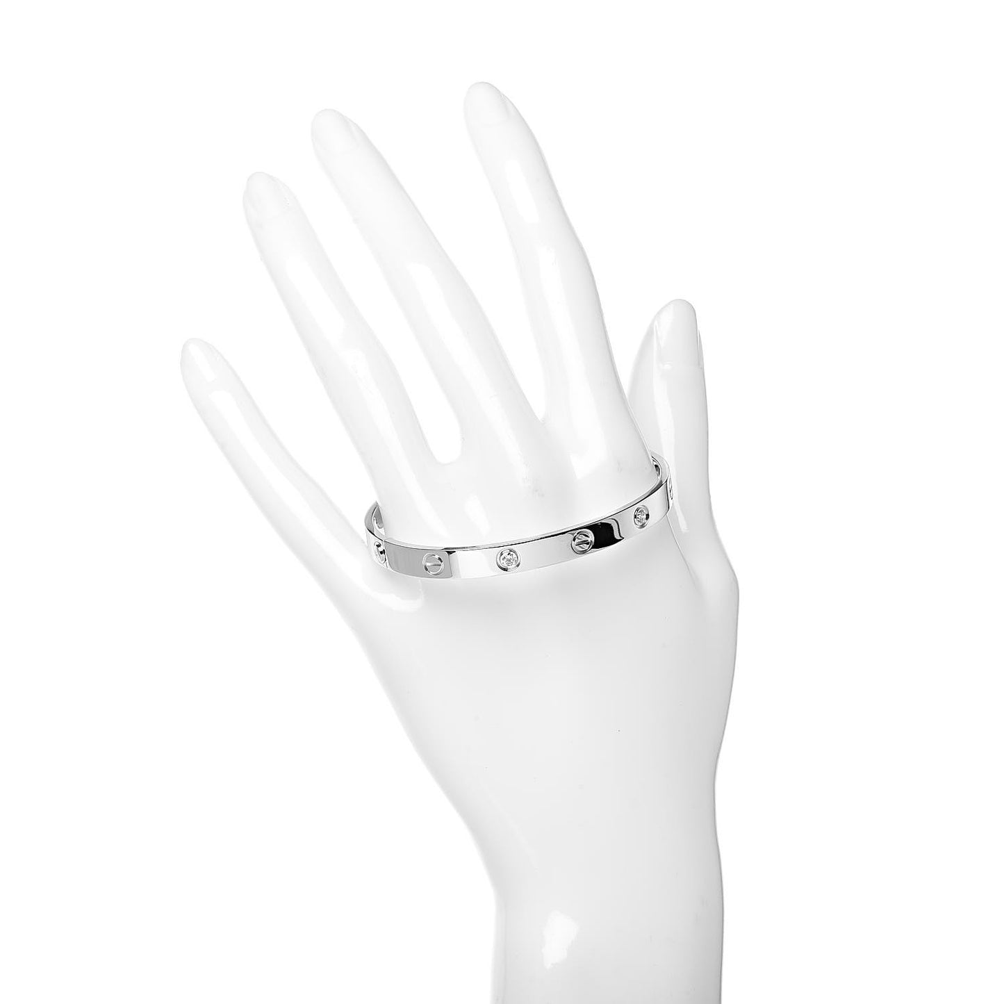 18K White Gold 4 Diamond LOVE Bracelet 17