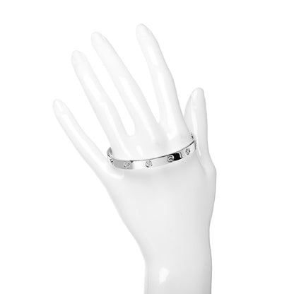 Cartier 18K White Gold 4 Diamond LOVE Bracelet 17 2 of 7