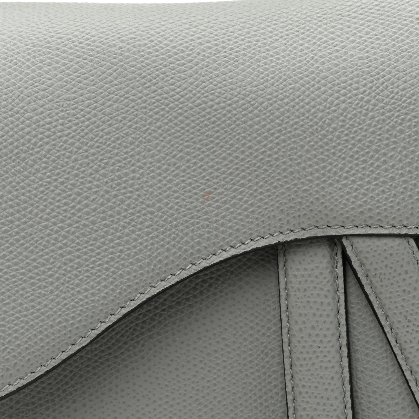 Grained Calfskin Saddle Bag Grey Stone