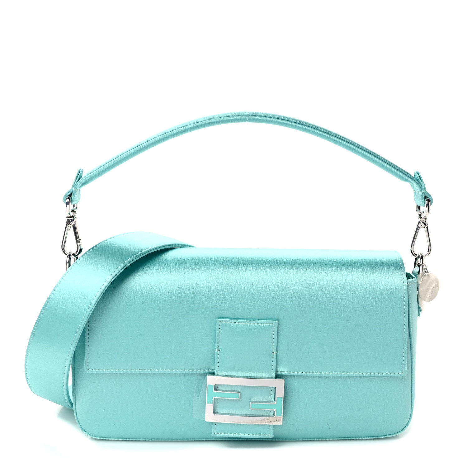 Fendi X TIFFANY Satin Nappa Silver Baguette Blue Tiffany Silver 1 of 9