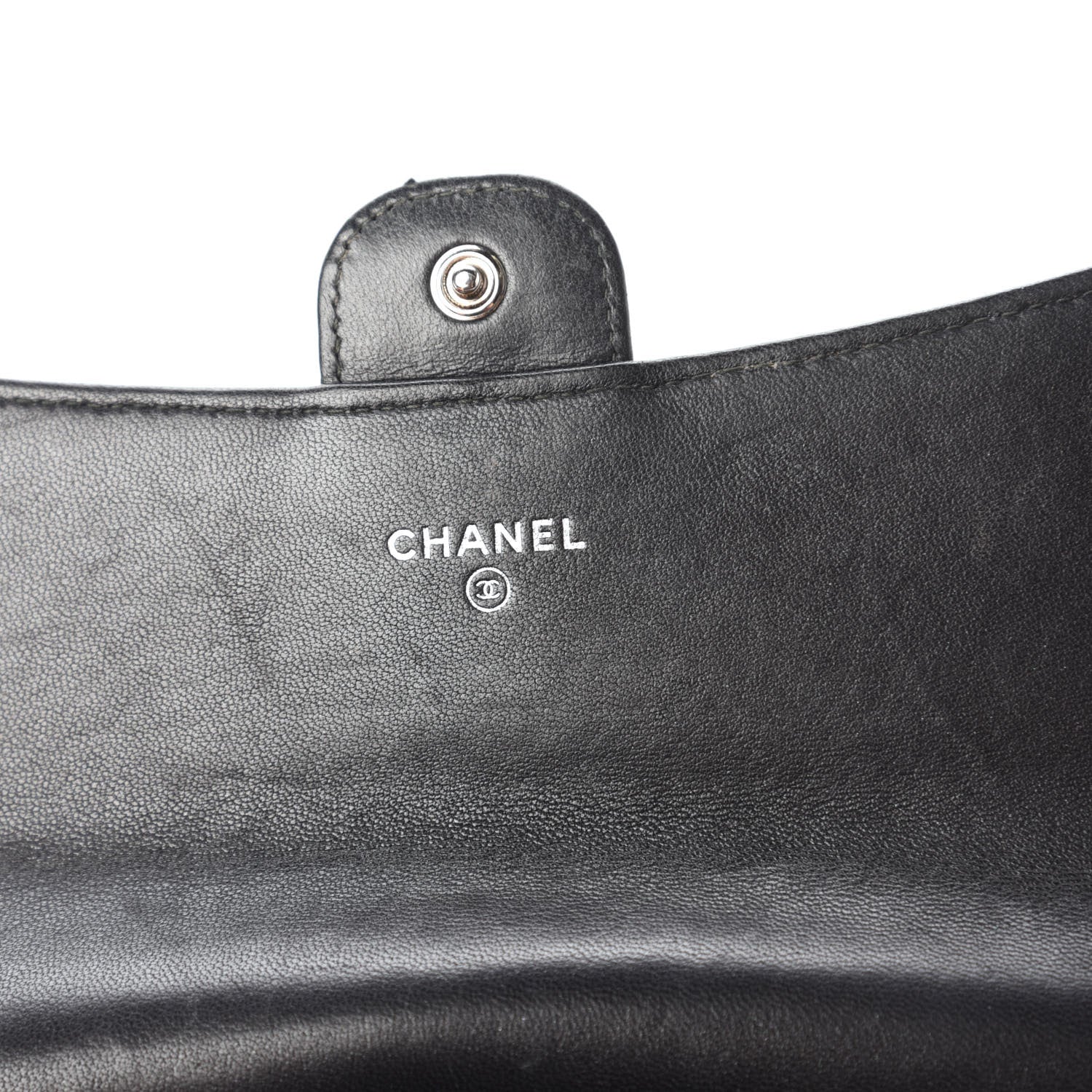 Chanel Iridescent Lizard Ombre Wallet On Chain WOC Black Silver 8 of 12