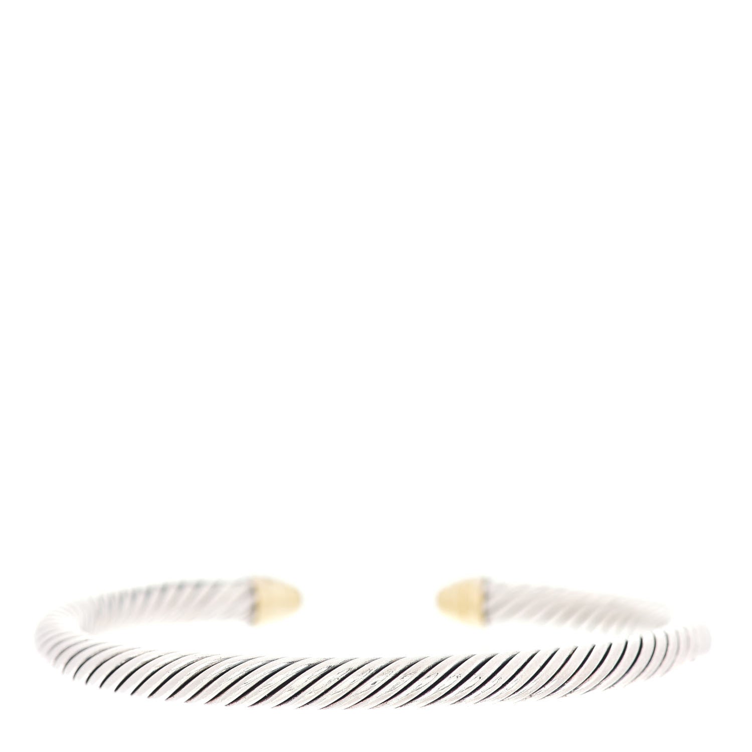 David Yurman Sterling Silver 18K Yellow Gold Diamond 5mm Cable Classics Bracelet 3 of 5