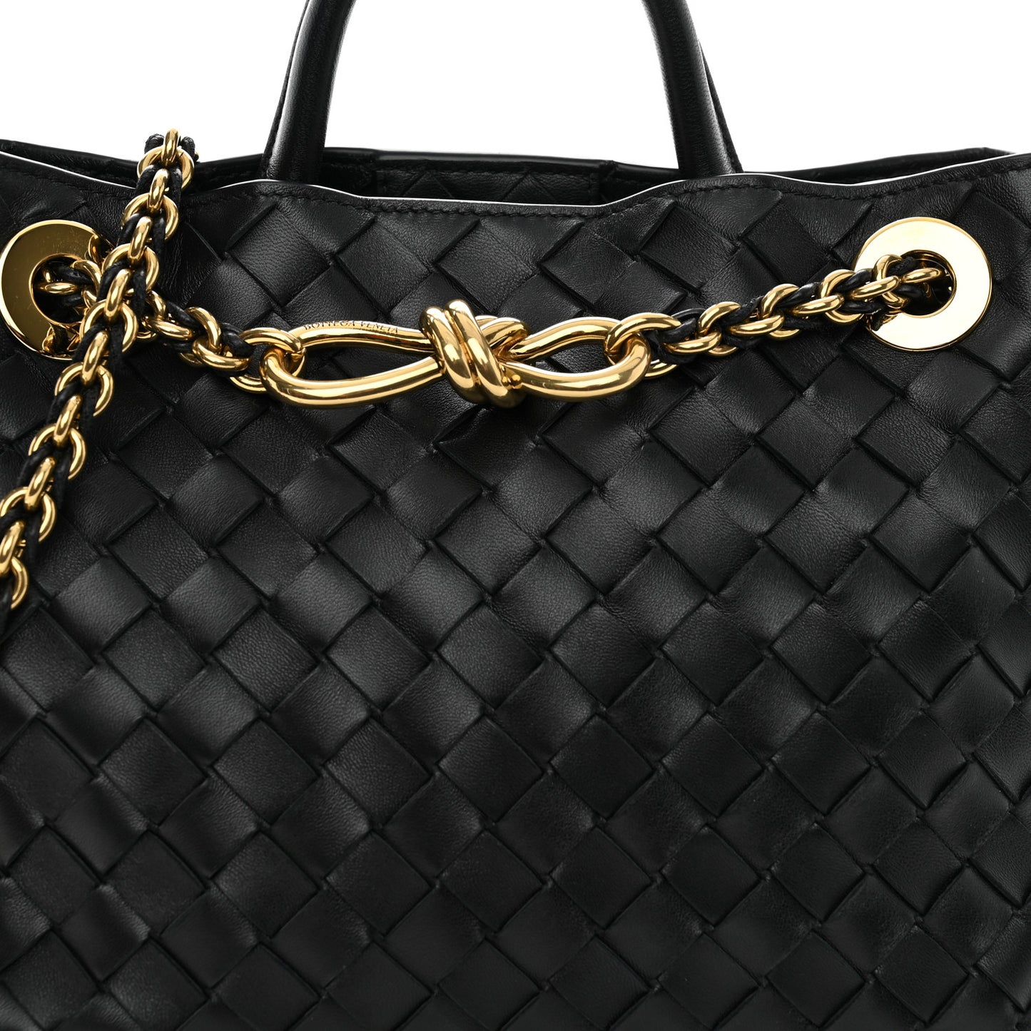 Nappa Intrecciato Small Andiamo With Chain Shoulder Bag Black