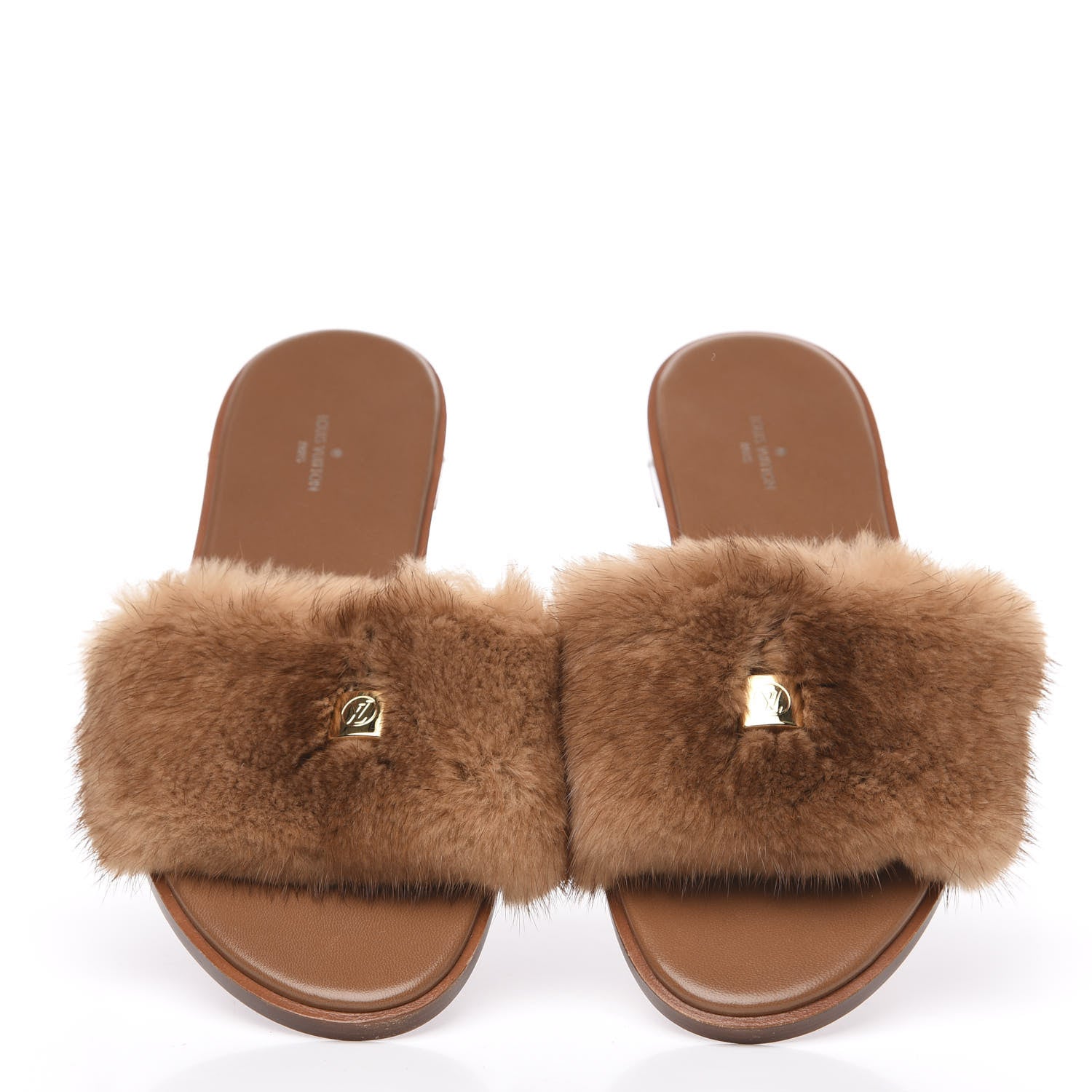 Louis Vuitton Mink Fur Lock It Flat Mule 40 Beige 3 of 7