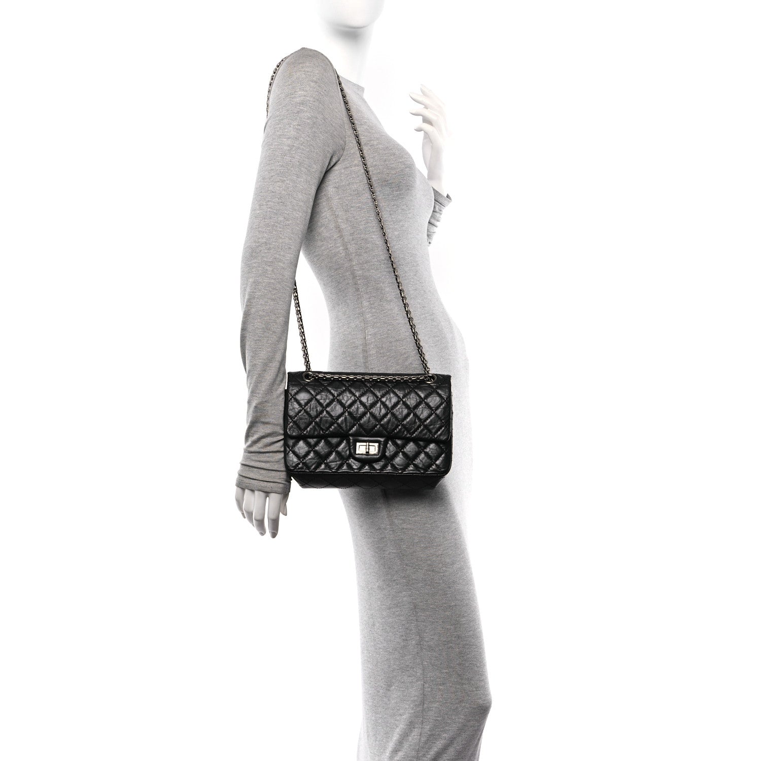Chanel Aged Calfskin Quilted 2.55 Reissue 225 Flap Black 2 of 11
