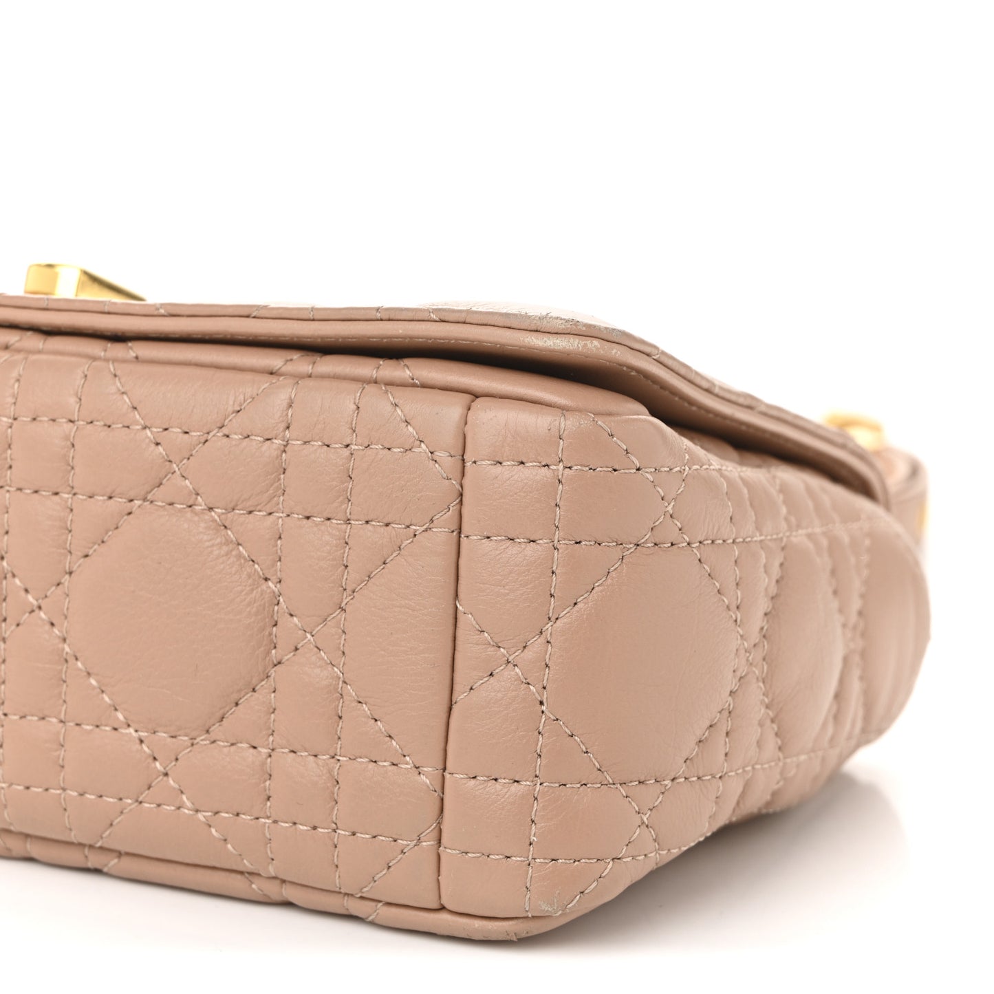 Calfskin Cannage Small Caro Bag Rose De Vents