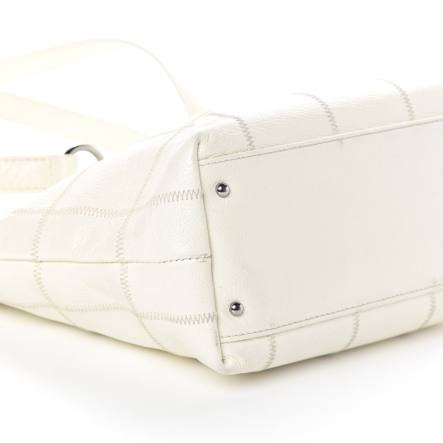 Caviar Square Stitched Tote White