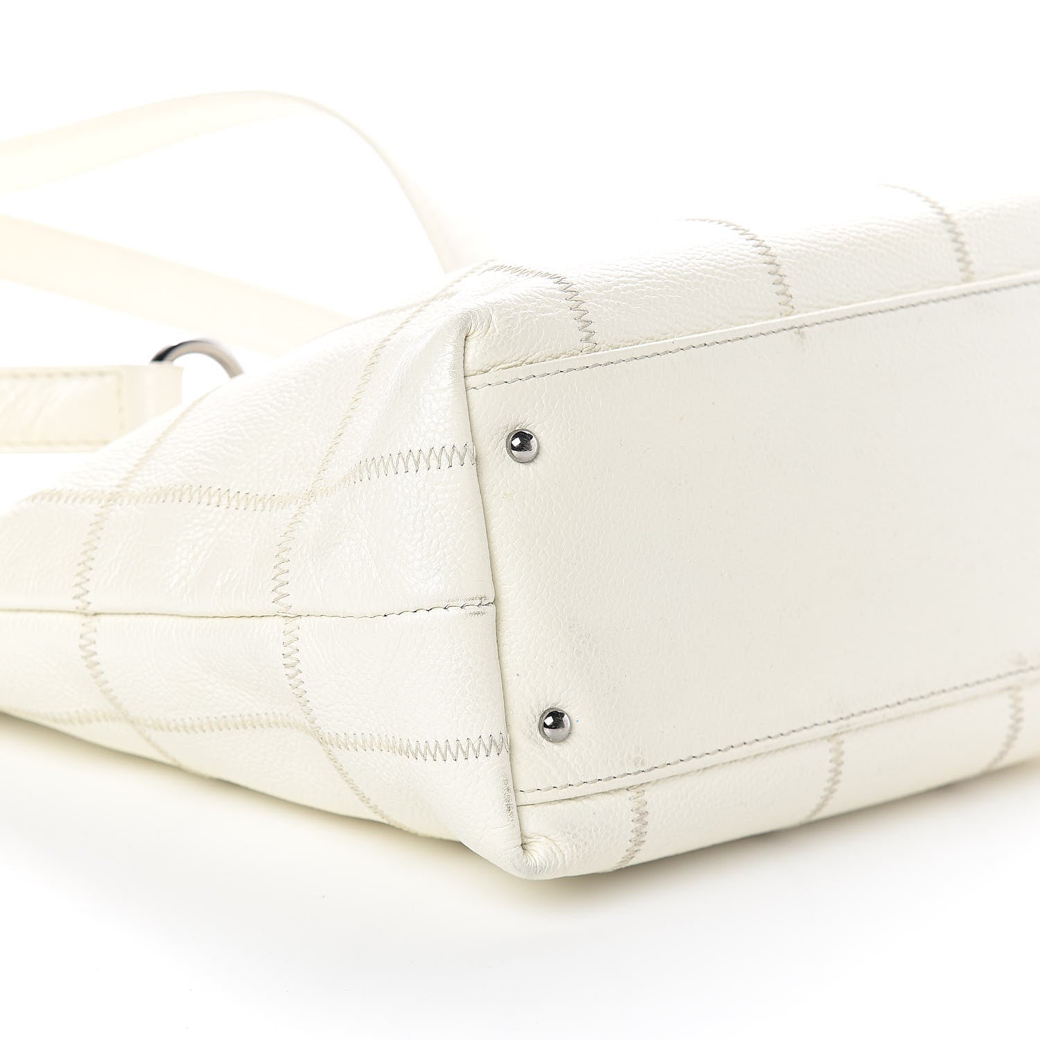 Chanel Caviar Square Stitched Tote White 1 of 13