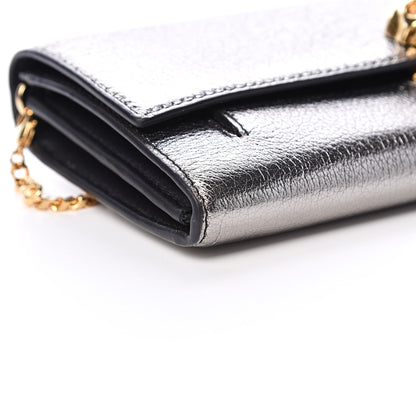 Alexander McQueen Metallic Calfskin Skull Wallet on Chain Silver 7 of 8