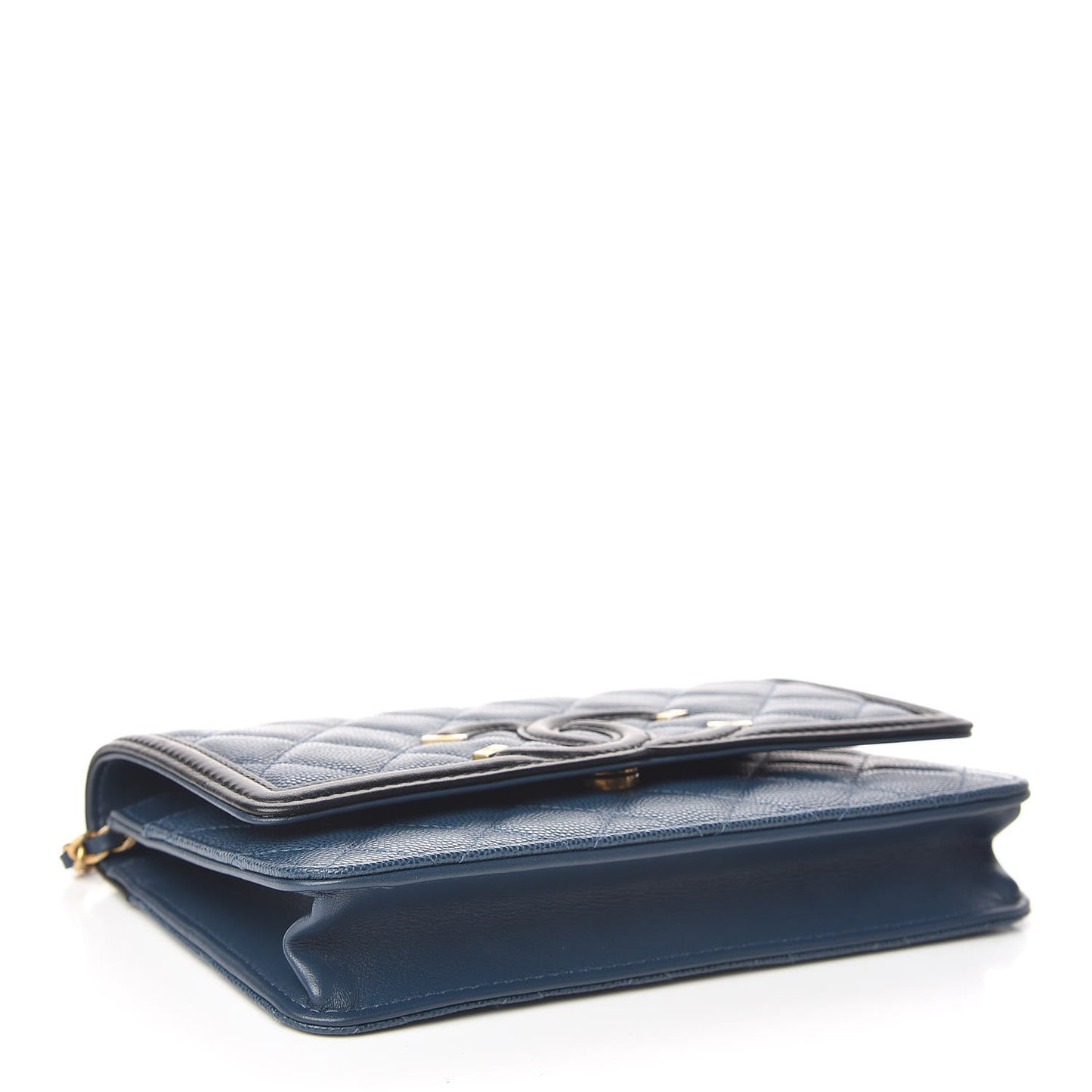 Caviar Quilted CC Filigree Wallet On Chain WOC Navy