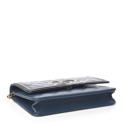 Chanel Caviar Quilted CC Filigree Wallet On Chain WOC Navy 4 of 12