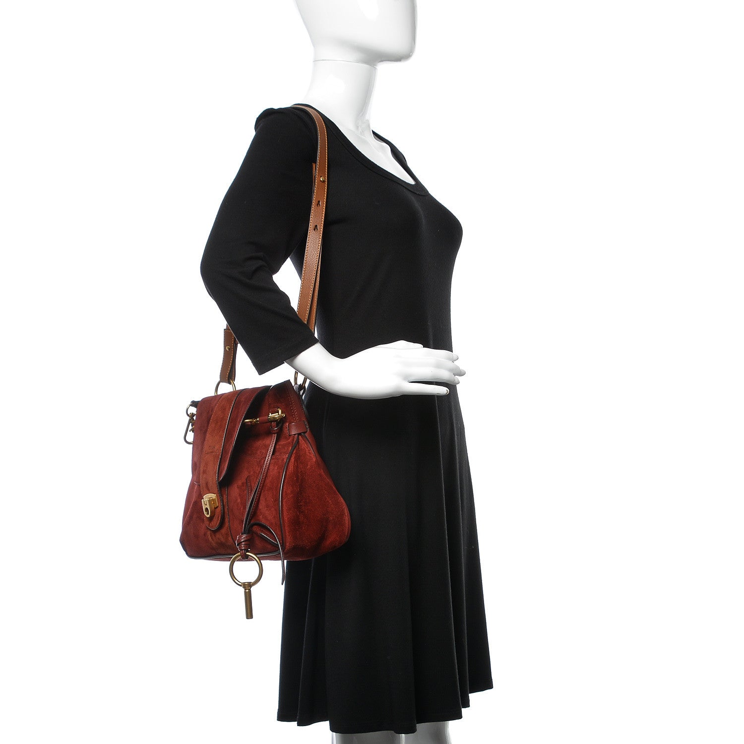 Chloe Suede Small Lexa Shoulder Bag Sienna Red 3 of 10