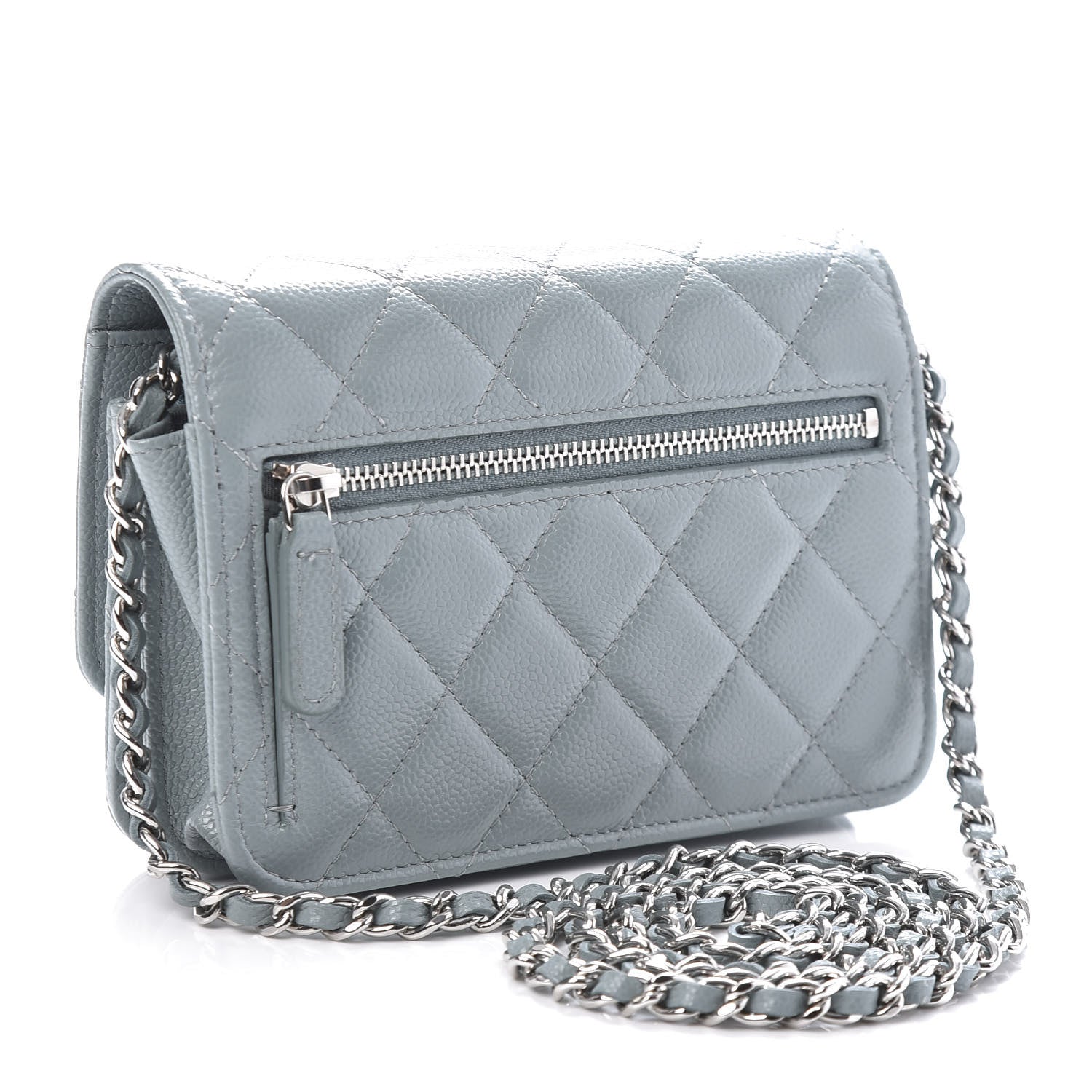 Chanel Caviar Quilted Mini Wallet On Chain WOC Blue 3 of 11