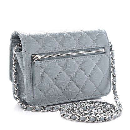 Chanel Caviar Quilted Mini Wallet On Chain WOC Blue 3 of 11