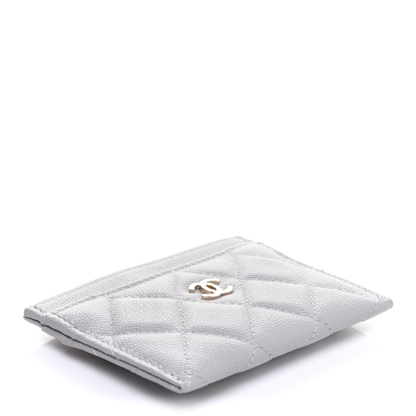 Caviar Quilted Card Holder Grey