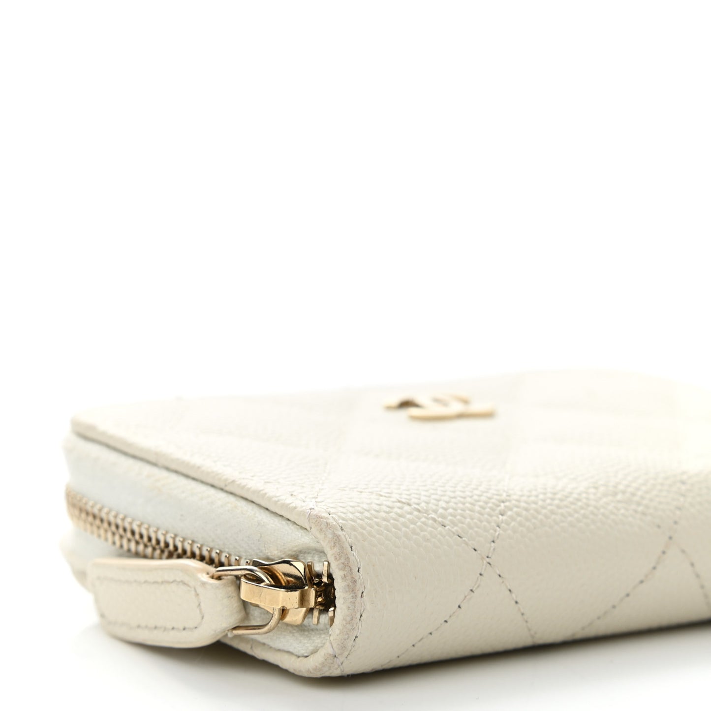 Caviar Quilted Zip Coin Purse White