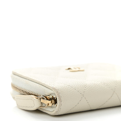 Chanel Caviar Quilted Zip Coin Purse White 9 of 12