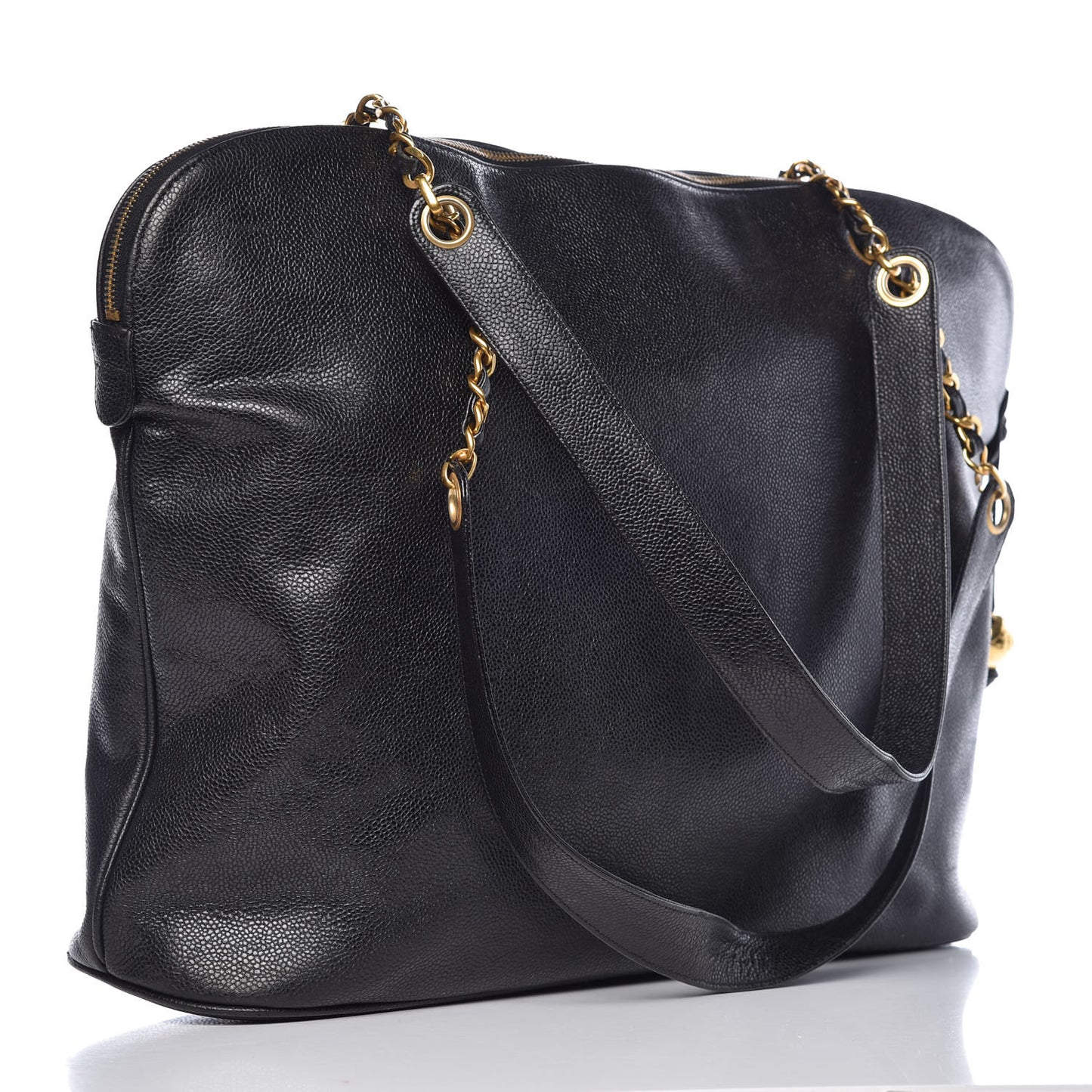 Caviar Large CC Shoulder Bag Black