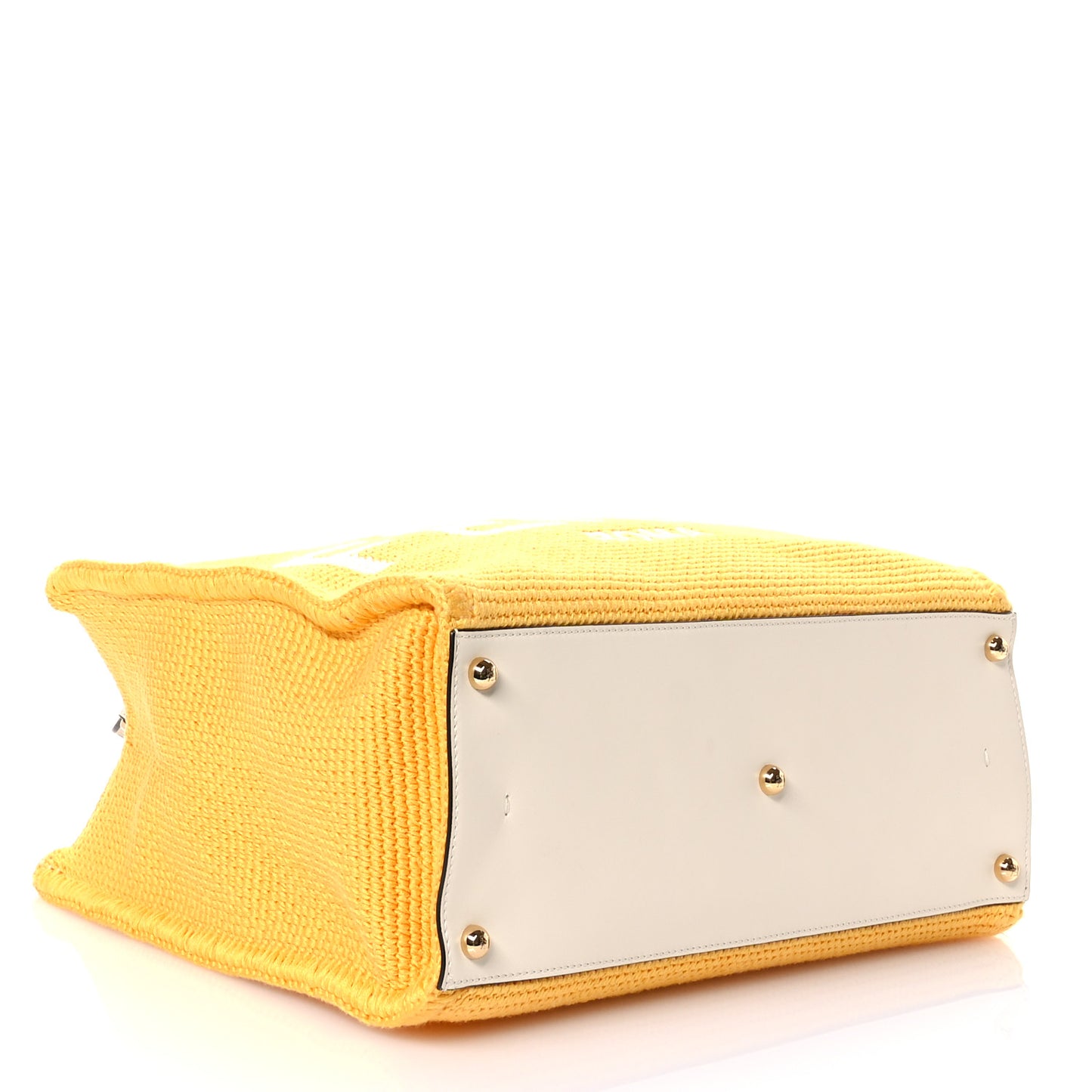 Crochet Vitello King Logo Plexiglass Medium Fendi Sunshine Shopper Tote Mimosa Panna