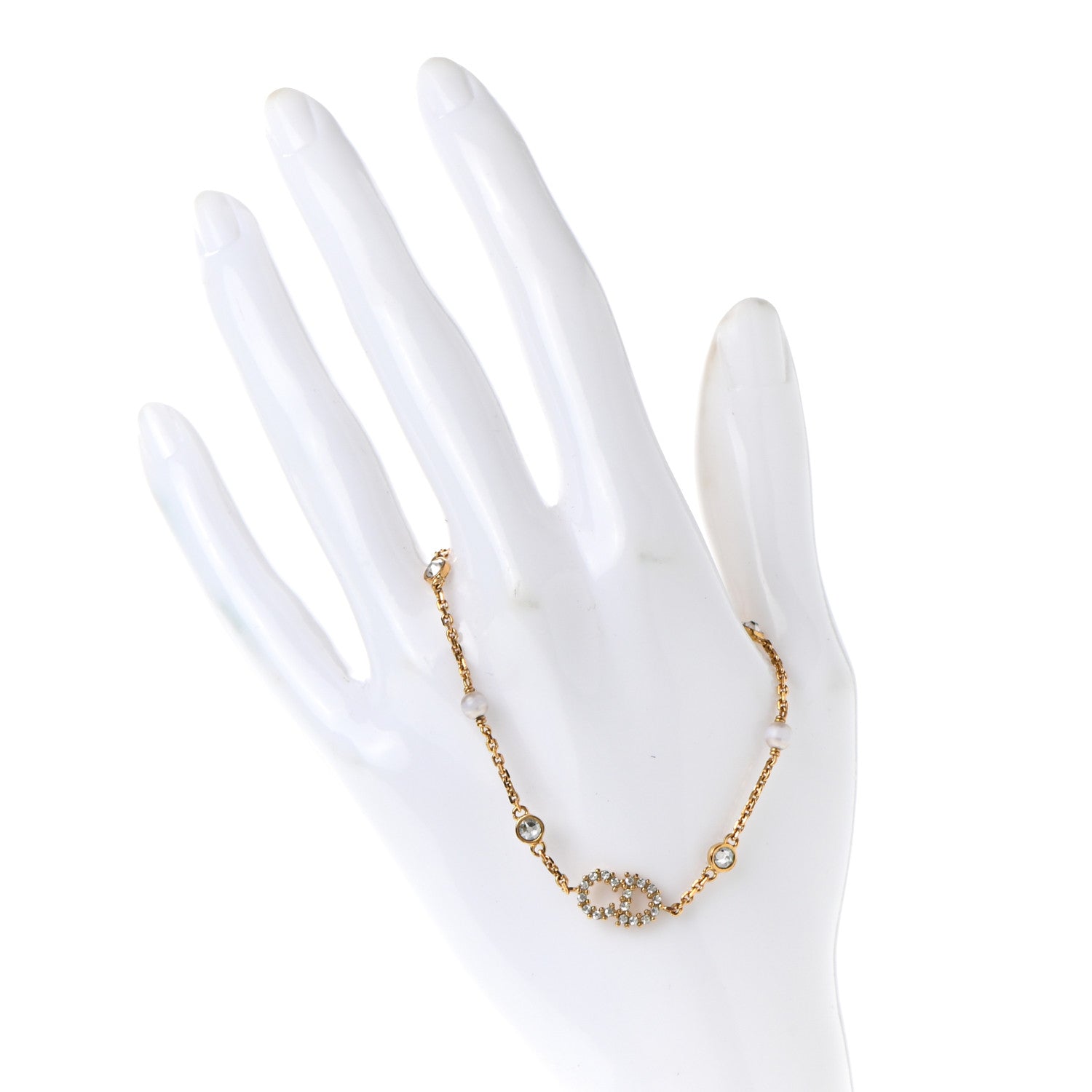 Christian Dior Crystal Pearl Clair D Lune Bracelet Gold 2 of 4