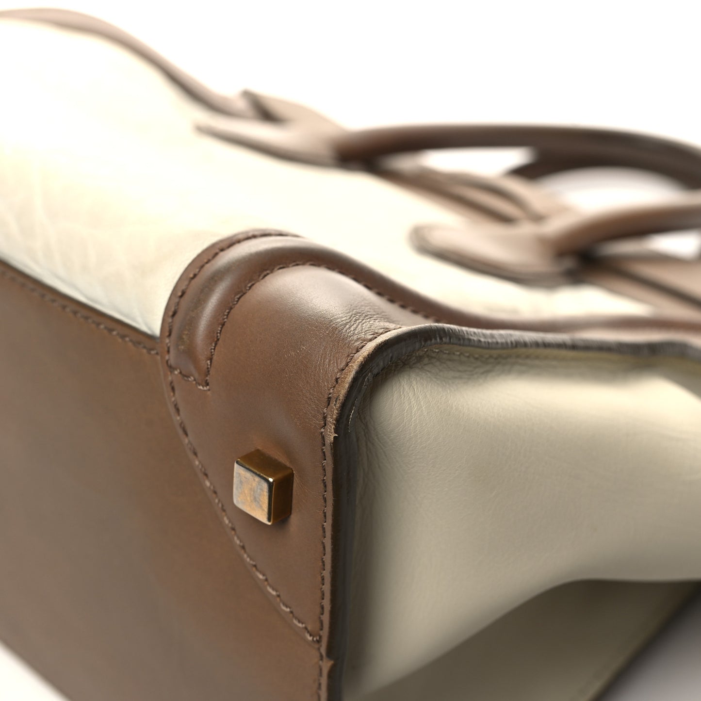 Smooth Calfskin Shrunken Lambskin Mini Tri-Color Luggage Chalk