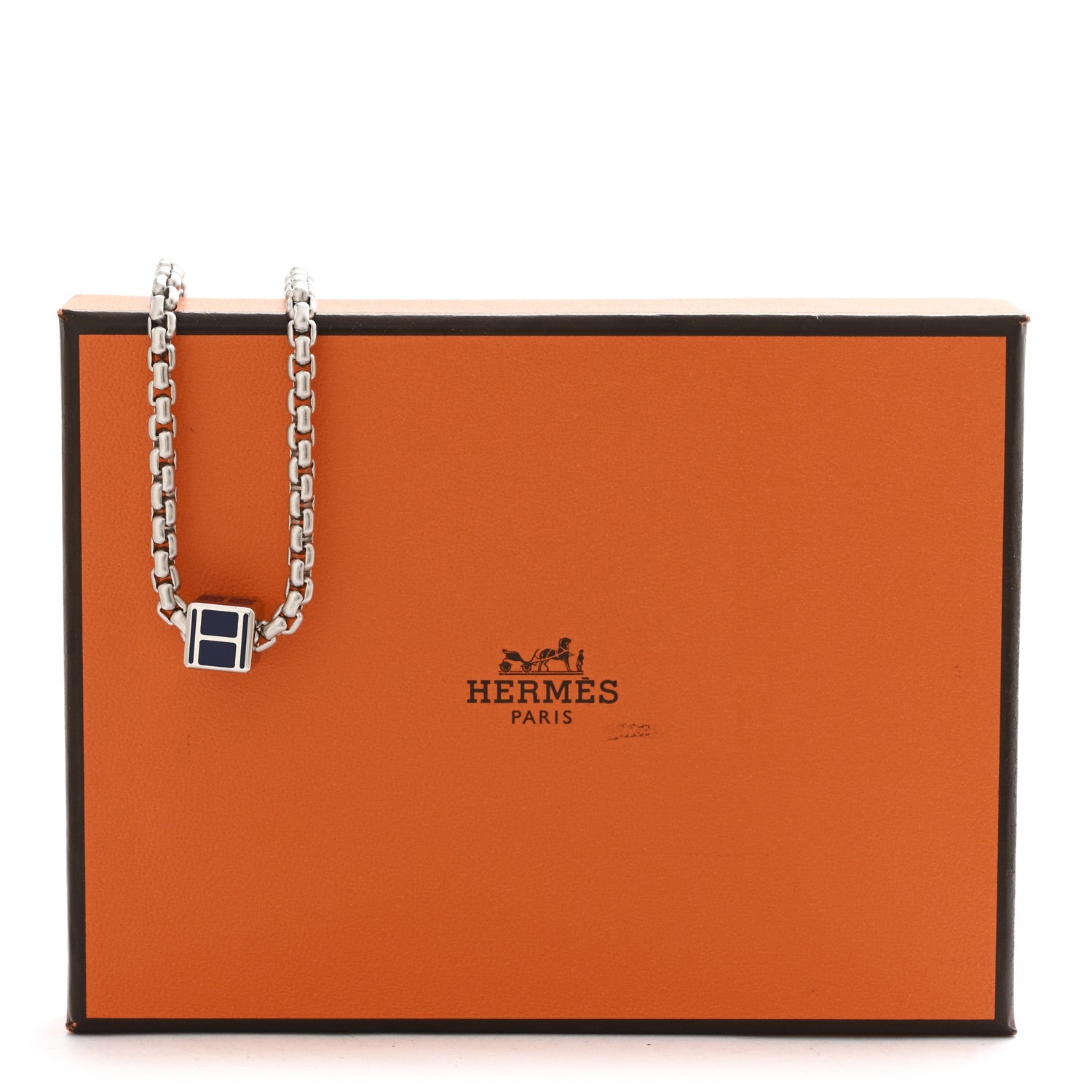 Hermes Palladium Buffalo Horn Swift Meli-Melo Necklace Vert Veronese Bleu Saphir 8 of 8