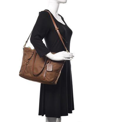 Prada Nylon Tessuto Saffiano Tote Corinto 2 of 9