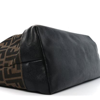 Fendi Zucca Vitello Elite Medium Roll Tote Tobacco Black 9 of 10