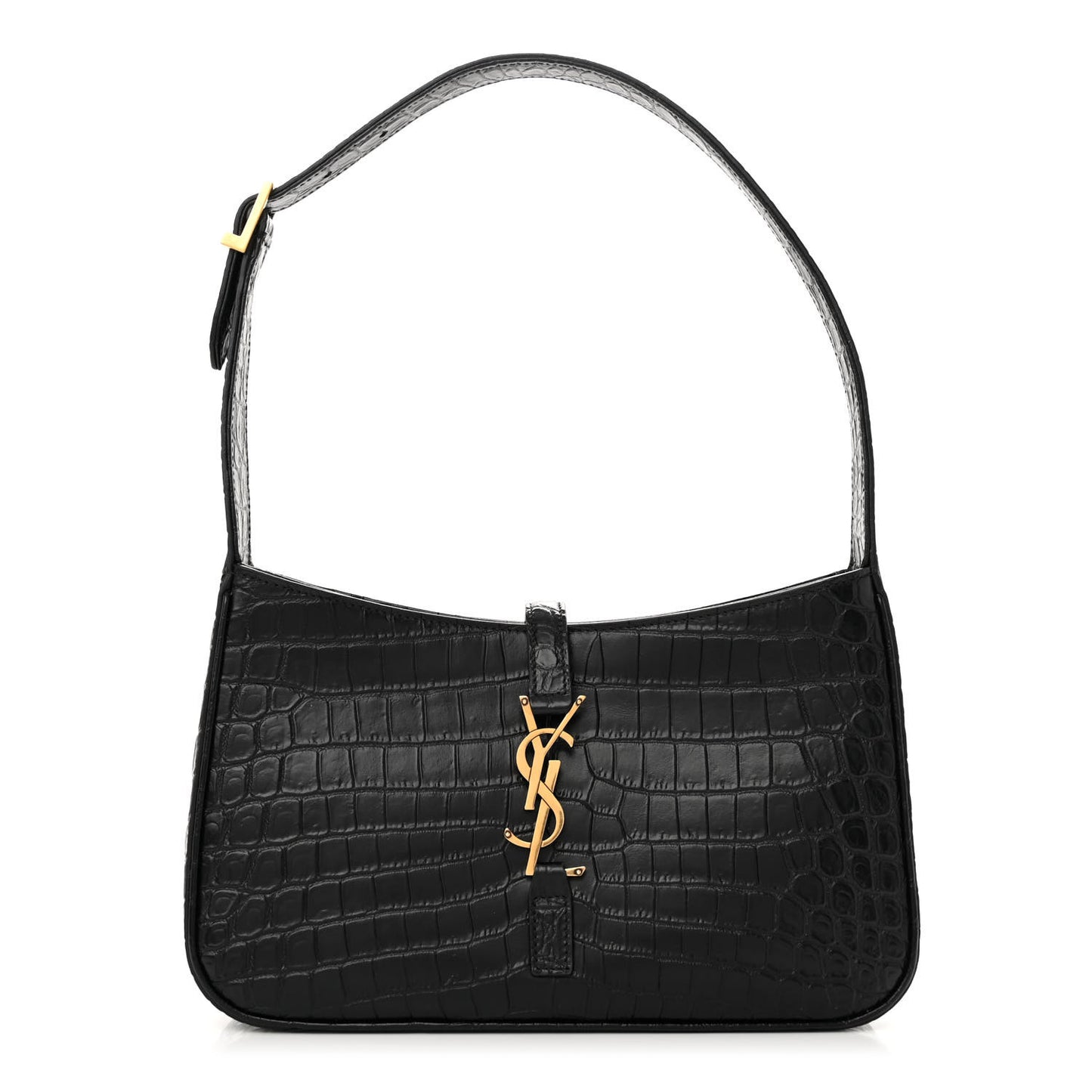 Calfskin Crocodile Embossed LE 5 A 7 Hobo Black