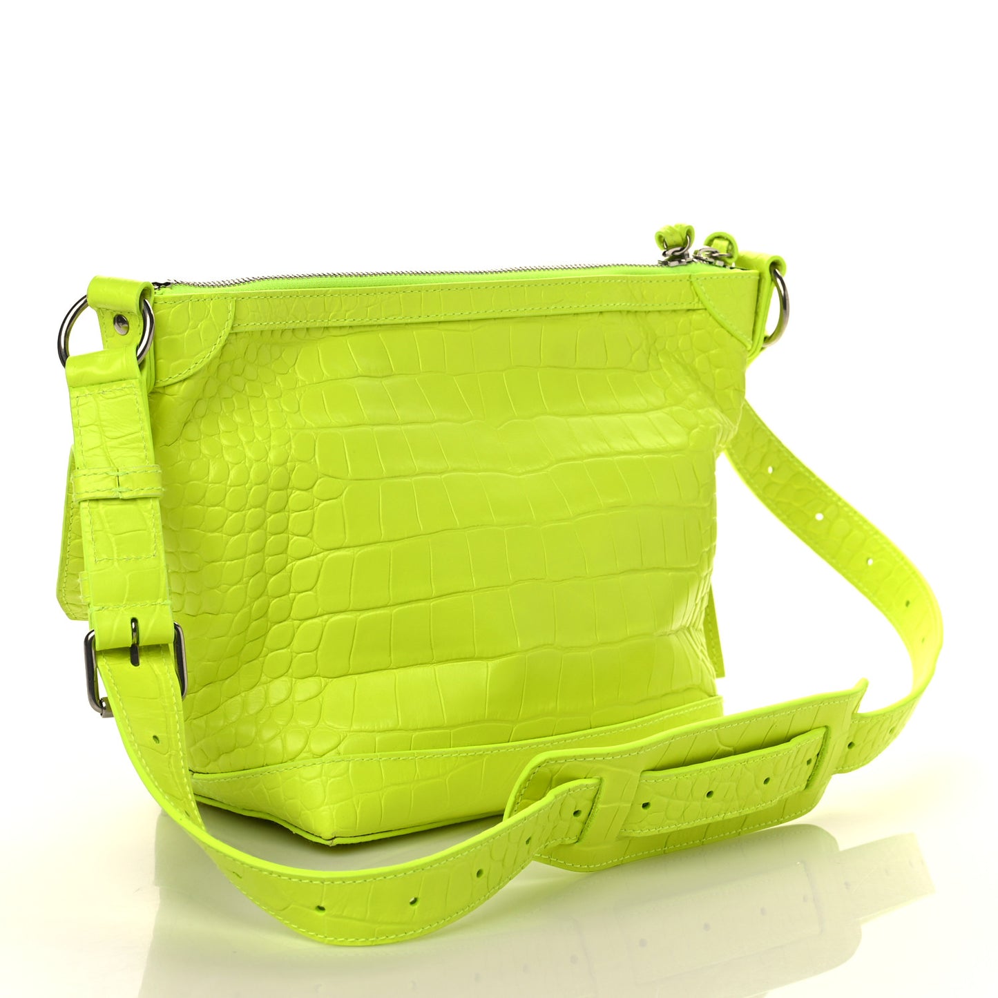 Extra Supple Calfskin Crocodile Embossed Neo Classic Hardware Hobo XS Flou Yellow