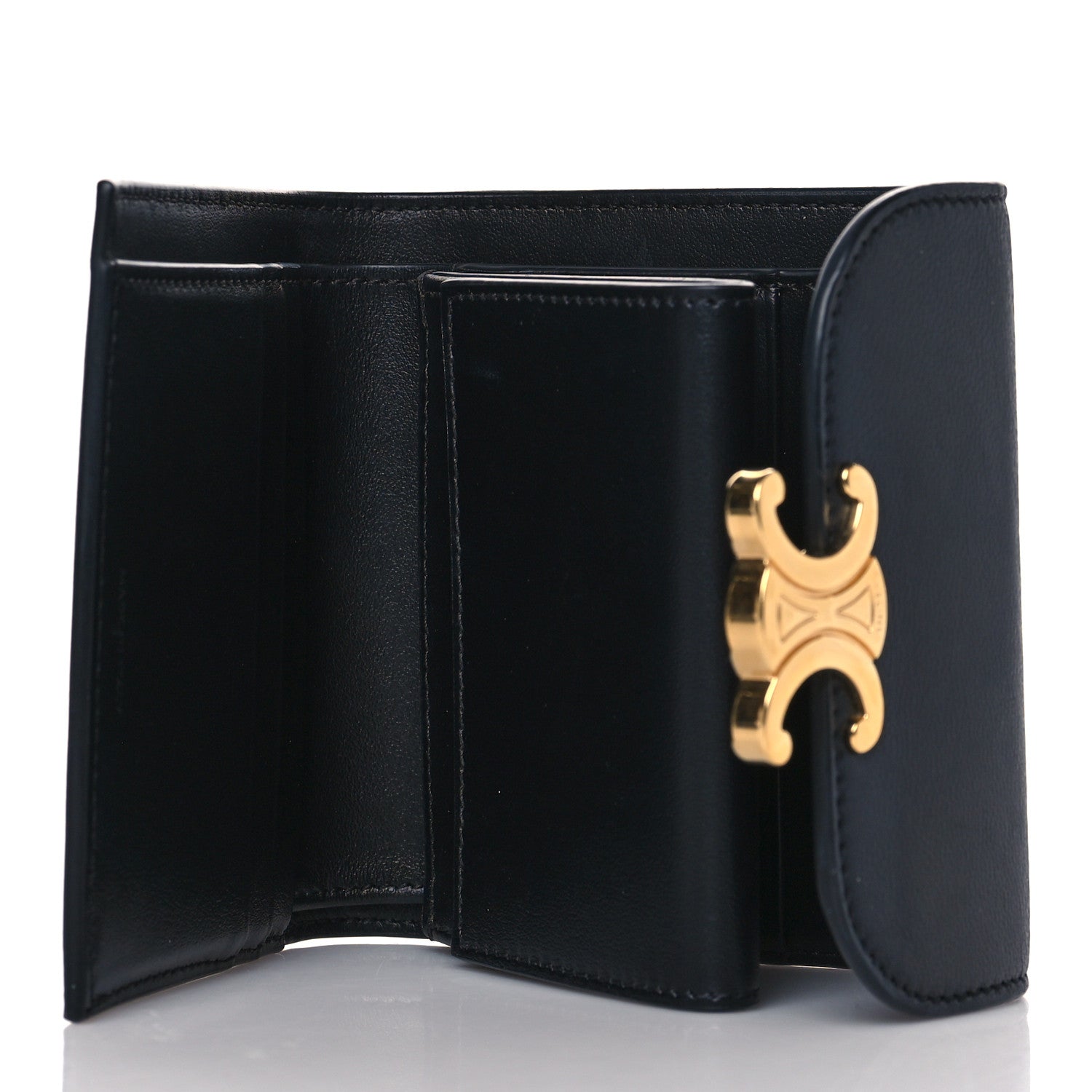 Celine Shiny Smooth Lambskin Small Triomphe Wallet Black 5 of 9