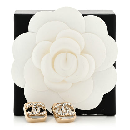 Chanel Crystal Square CC Earrings Gold 6 of 6