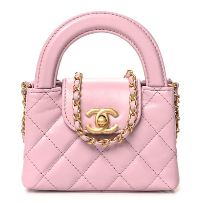 Chanel Shiny Aged Calfskin Quilted Mini Nano Kelly Shopper Pink 1 of 11