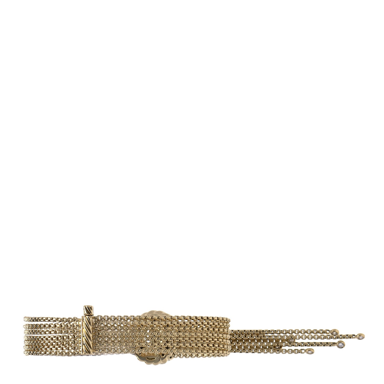 David Yurman 18K Yellow Gold Diamond Multi Box Chain Tassel Bracelet 3 of 7
