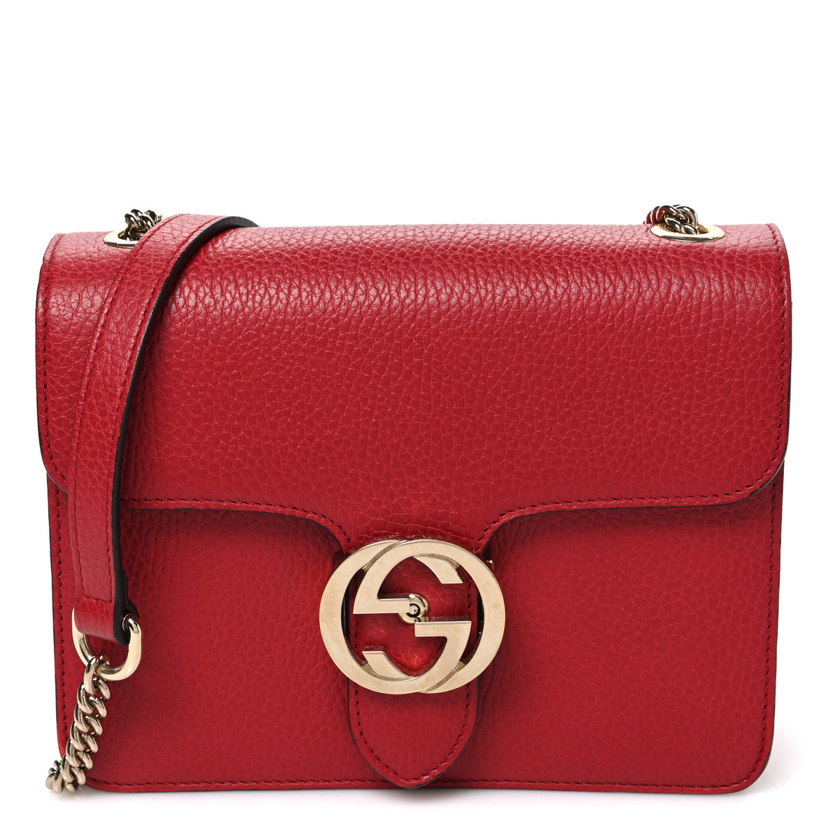 Gucci Dollar Calfskin Small Interlocking G Shoulder Bag Red 1 of 11